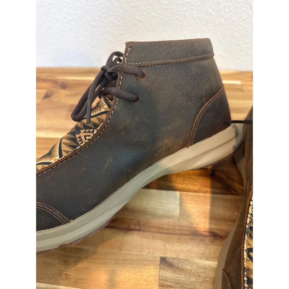 Ariat Mens Spitfire Moc Old Earth Brown Leather Southwestern Shoes 10EE Wide